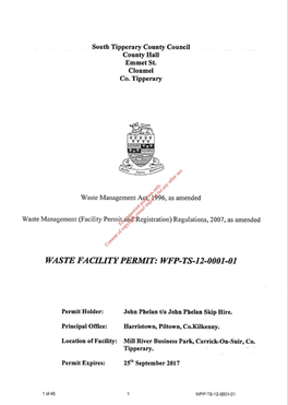 john phelan skip hire waste facility permit